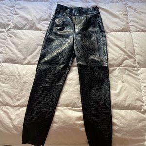 Croc embossed leather pants
